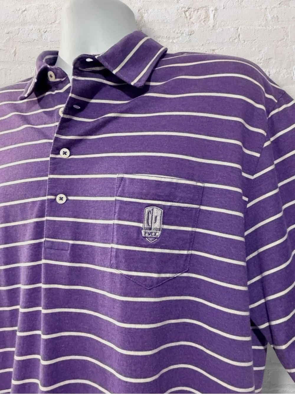 Polo Golf Ralph Lauren Vintage Lisle Polo XL Purple Stripe PVCC Country Clubj